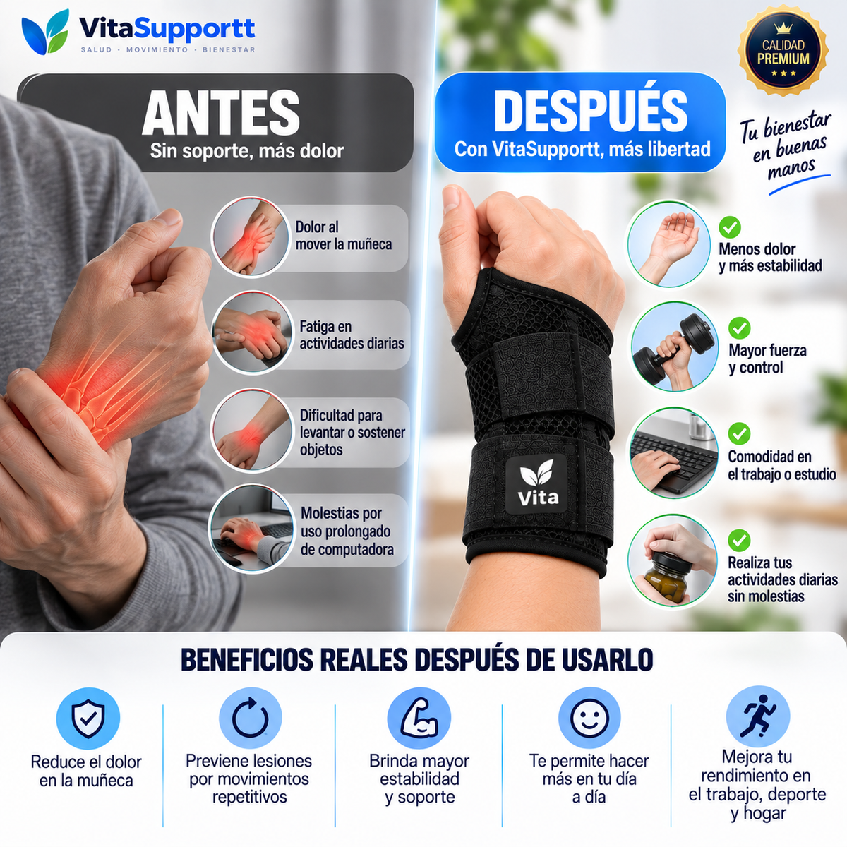 VitaGrip™ Soporte de Compresión Premium para Muñeca