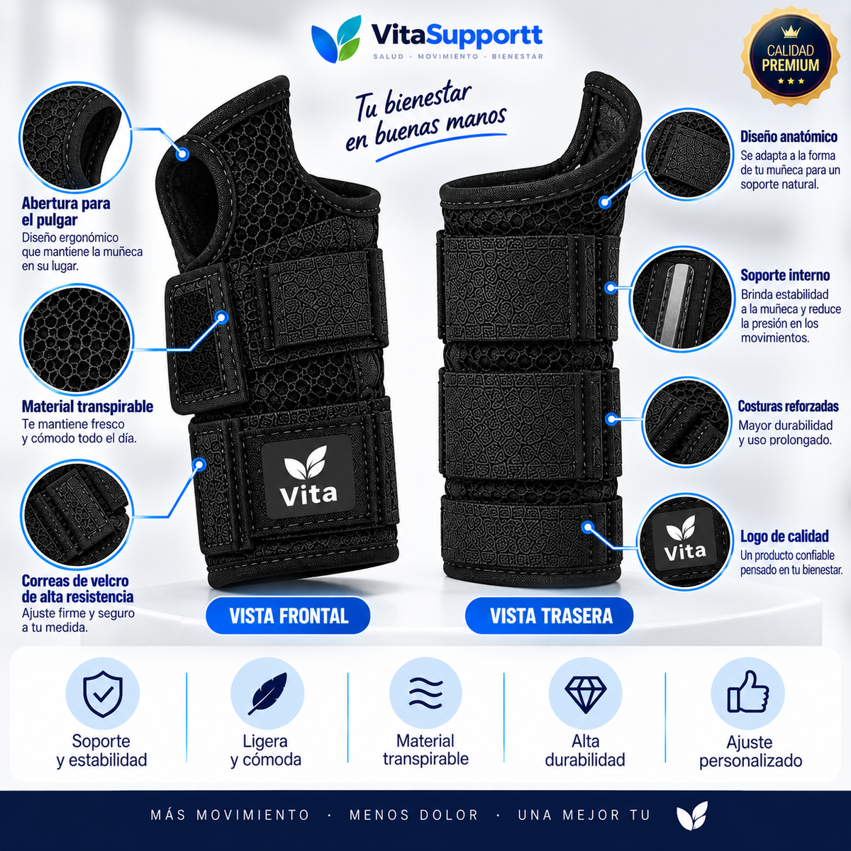 VitaGrip™ Soporte de Compresión Premium para Muñeca